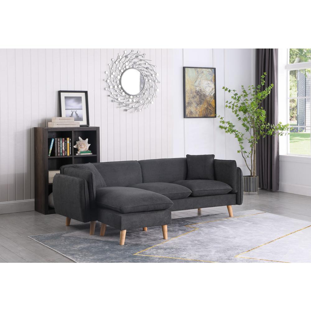 Brayden Dark Gray Fabric Sectional Sofa Chaise. Picture 2