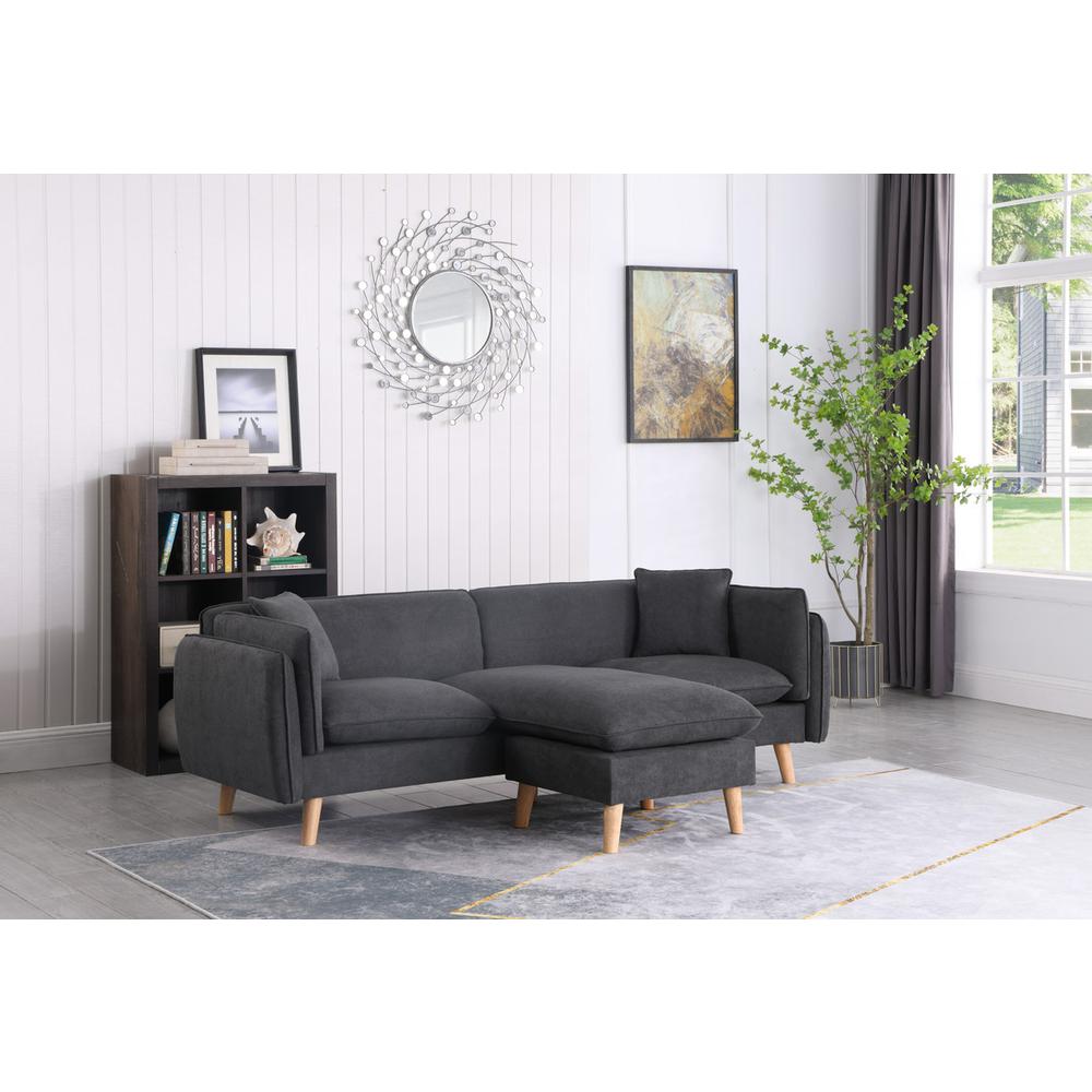 Brayden Dark Gray Fabric Sectional Sofa Chaise. Picture 3