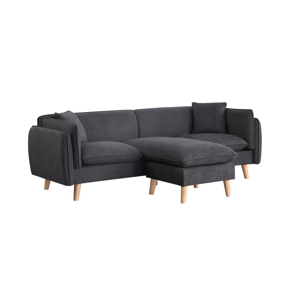 Brayden Dark Gray Fabric Sectional Sofa Chaise. Picture 4