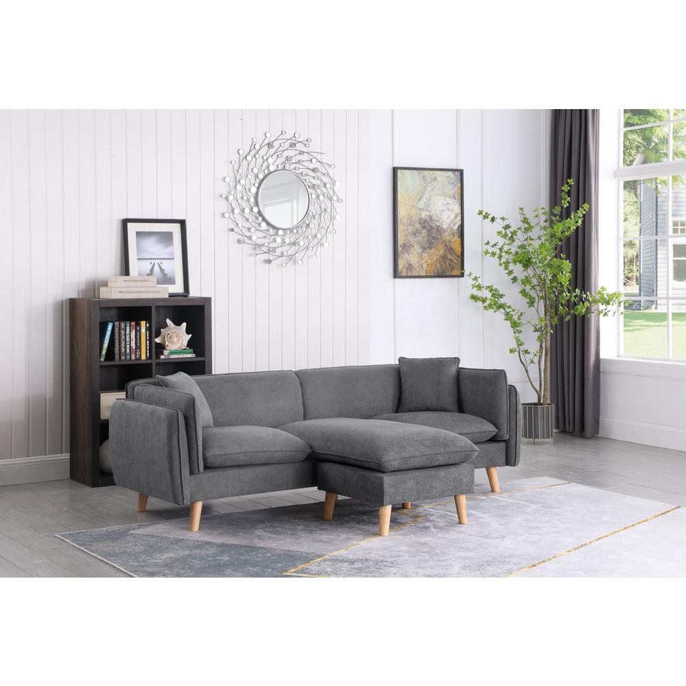 Brayden Light Gray Fabric Sectional Sofa Chaise. Picture 3