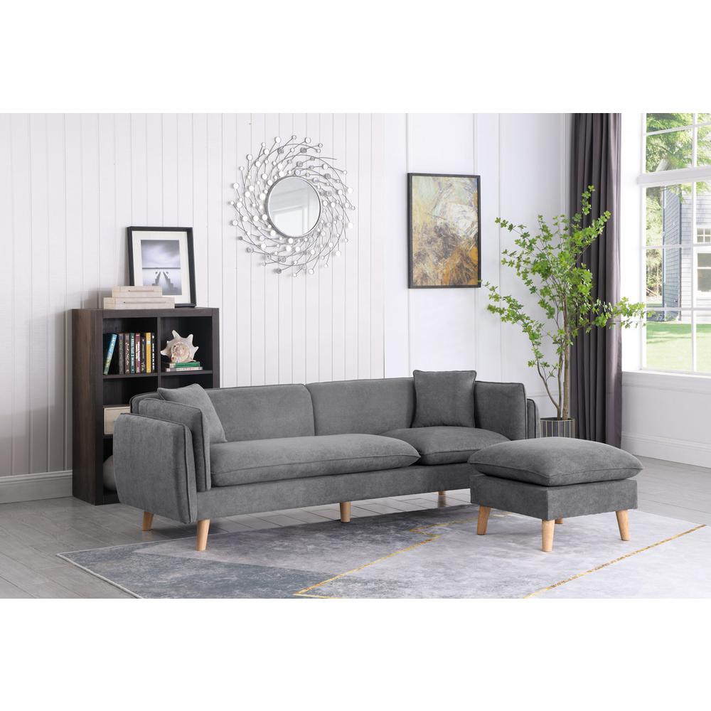 Brayden Light Gray Fabric Sectional Sofa Chaise. Picture 4