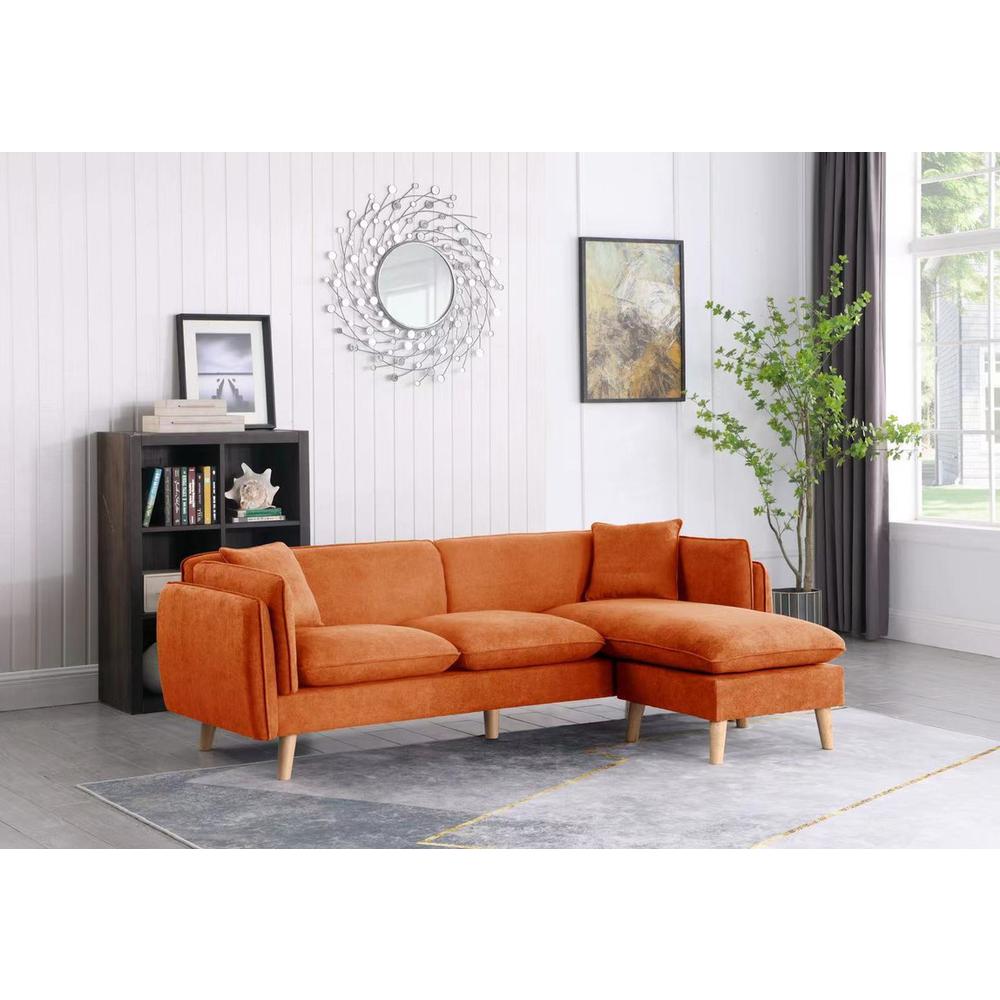 Brayden Orange Fabric Sectional Sofa Chaise. Picture 2