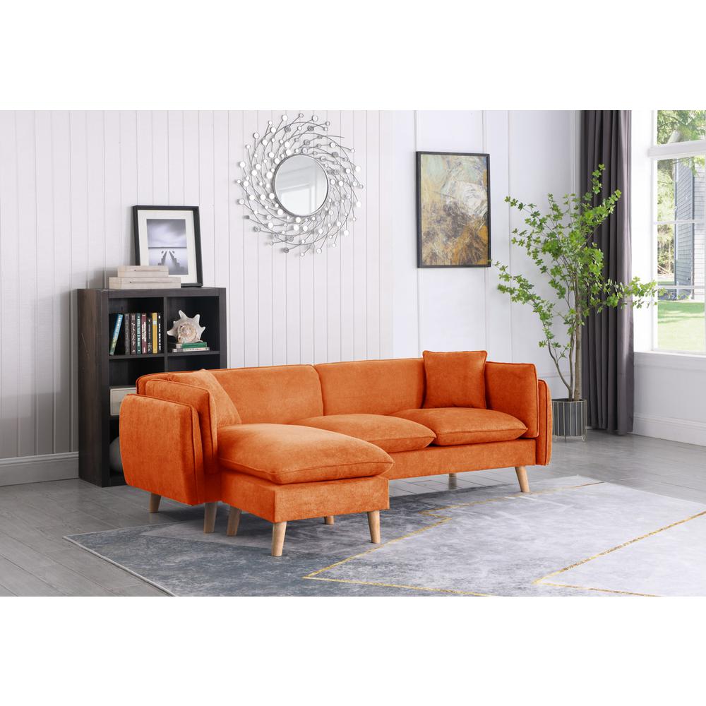 Brayden Orange Fabric Sectional Sofa Chaise. Picture 4