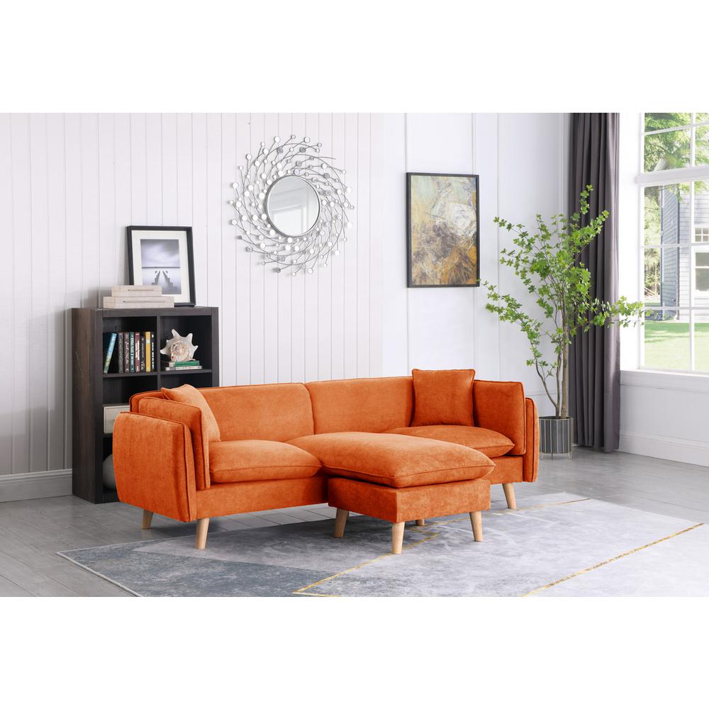 Brayden Orange Fabric Sectional Sofa Chaise. Picture 5
