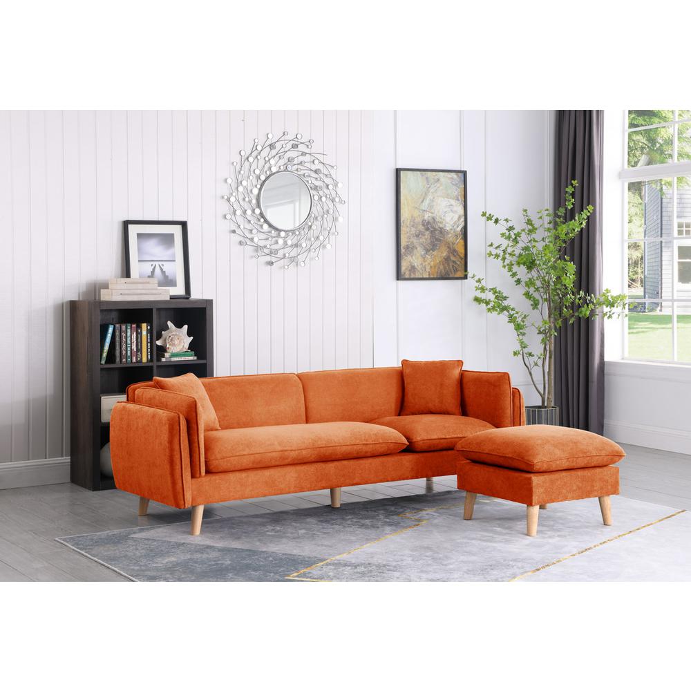 Brayden Orange Fabric Sectional Sofa Chaise. Picture 6