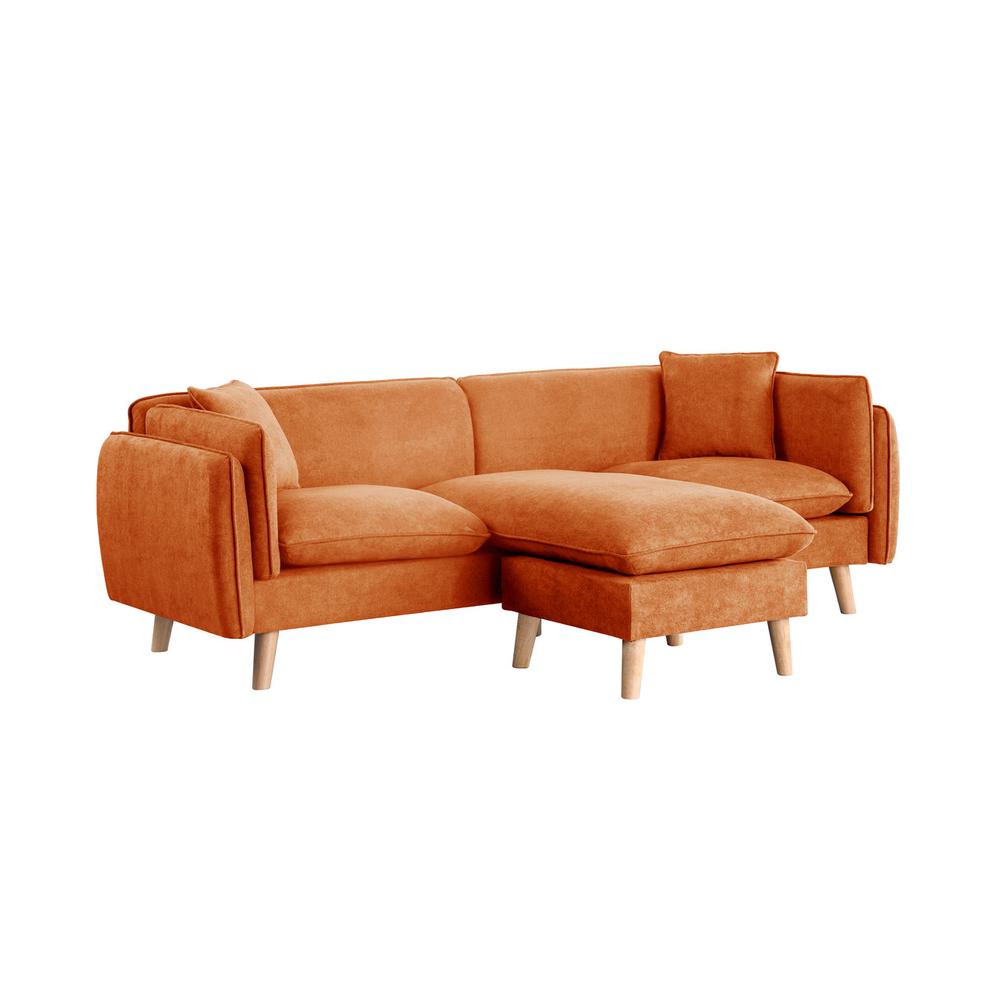 Brayden Orange Fabric Sectional Sofa Chaise. Picture 3