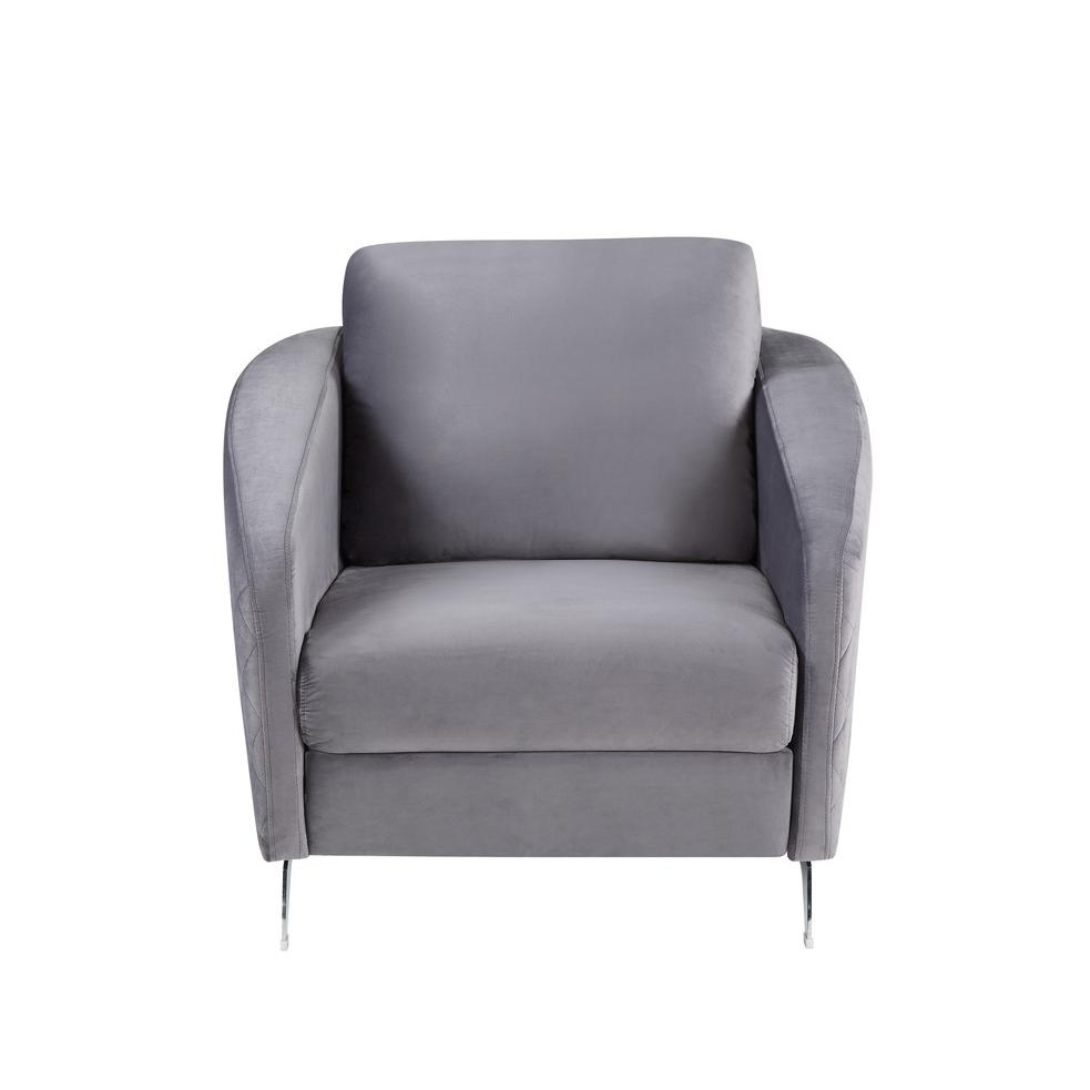 Sofia Gray Velvet Fabric Sofa Loveseat Chair Living Room Set. Picture 8