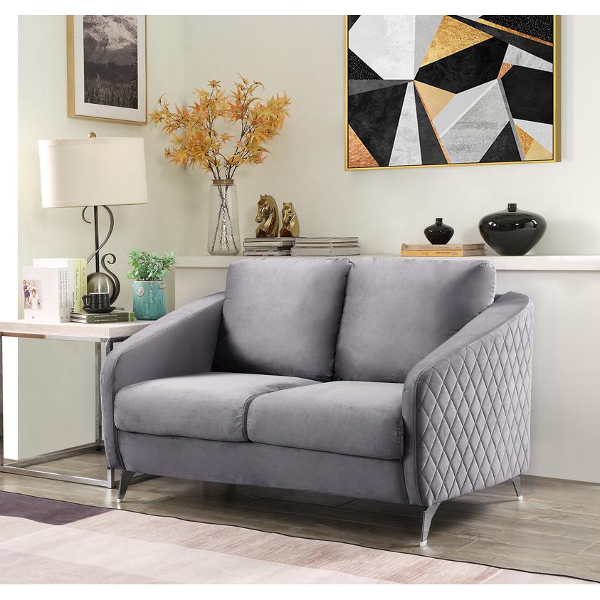 Sofia Gray Velvet Modern Chic Loveseat Couch. Picture 2