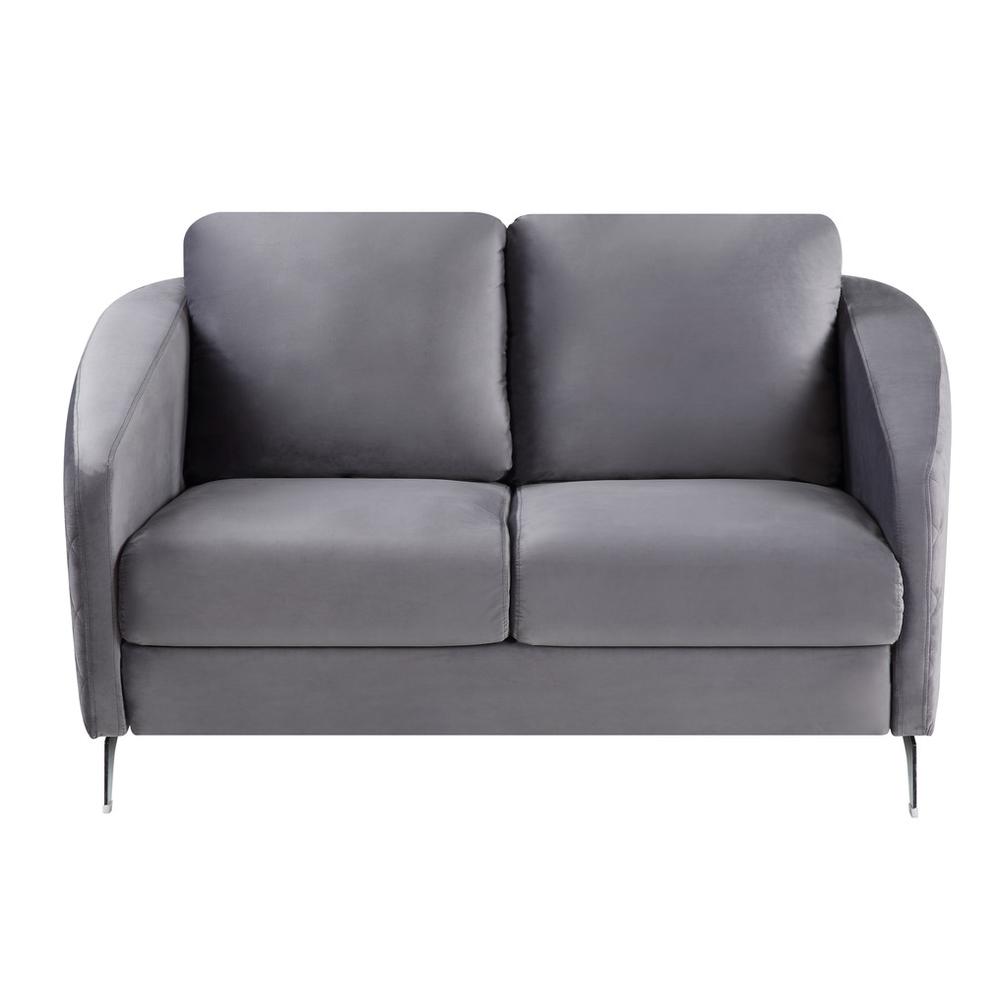 Sofia Gray Velvet Fabric Sofa Loveseat Chair Living Room Set. Picture 6