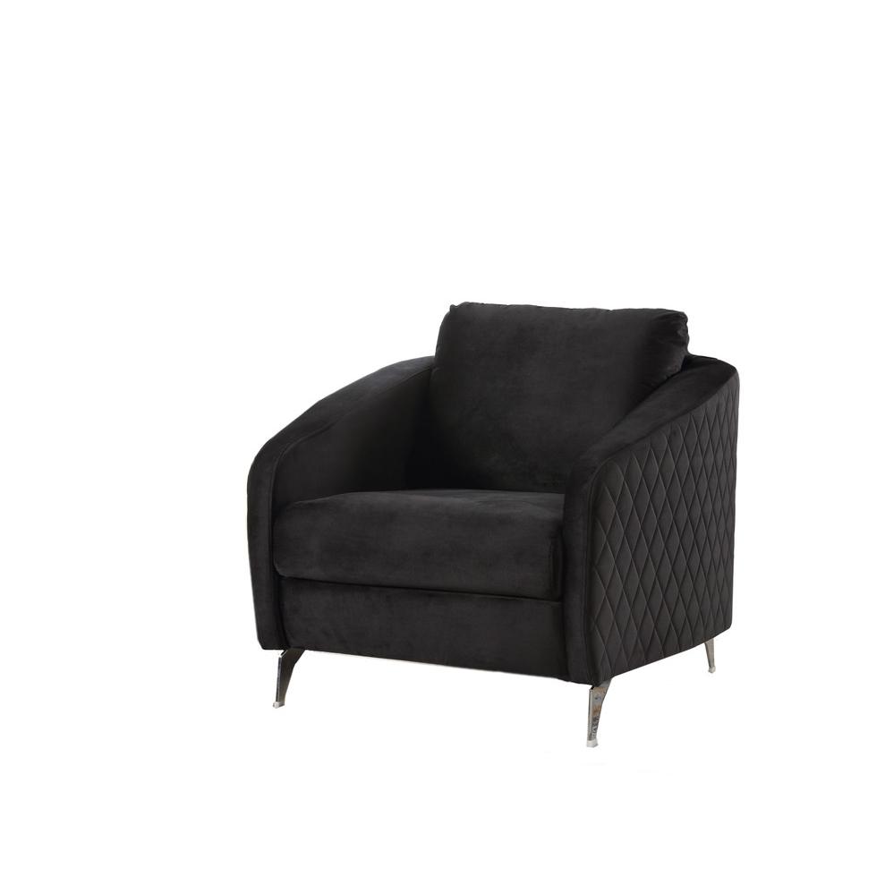 Sofia Black Velvet Fabric Sofa Loveseat Chair Living Room Set. Picture 7