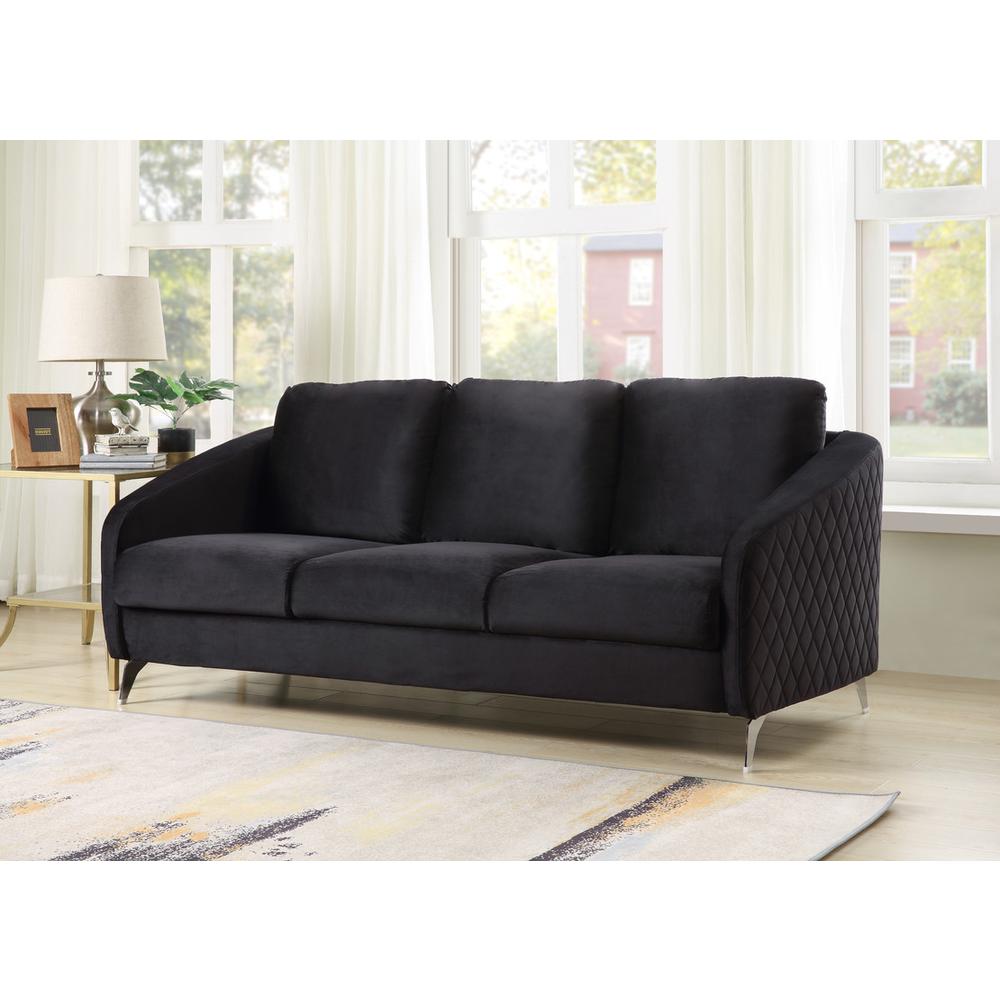 Sofia Black Velvet Modern Chic Sofa Couch. Picture 4