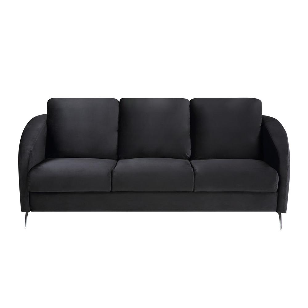 Sofia Black Velvet Fabric Sofa Loveseat Chair Living Room Set. Picture 4