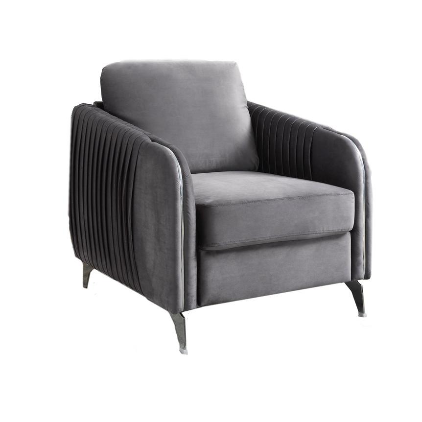 Hathaway Gray Velvet Fabric Sofa Loveseat Chair Living Room Set. Picture 7