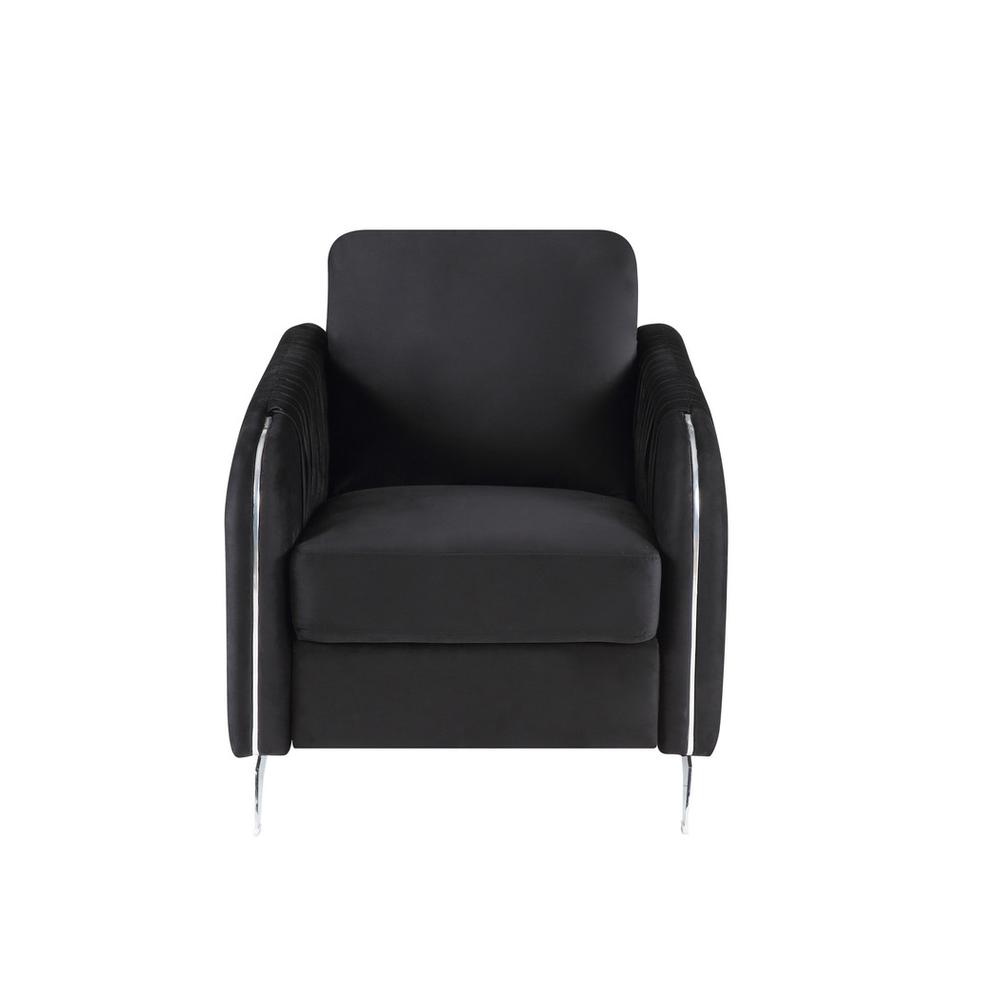 Hathaway Black Velvet Fabric Sofa Loveseat Chair Living Room Set. Picture 8