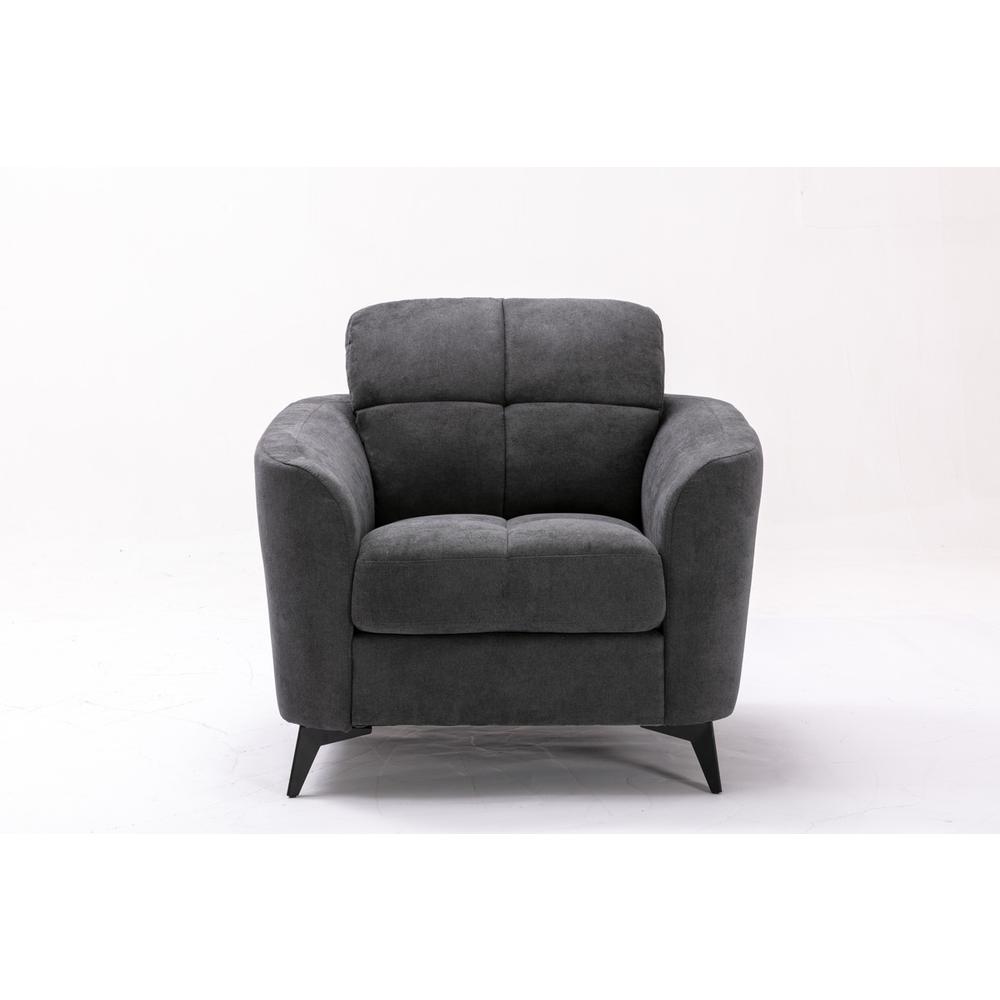 Callie Gray Velvet Fabric Sofa Loveseat Chair Living Room Set. Picture 10