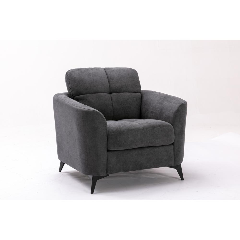Callie Gray Velvet Fabric Sofa Loveseat Chair Living Room Set. Picture 7