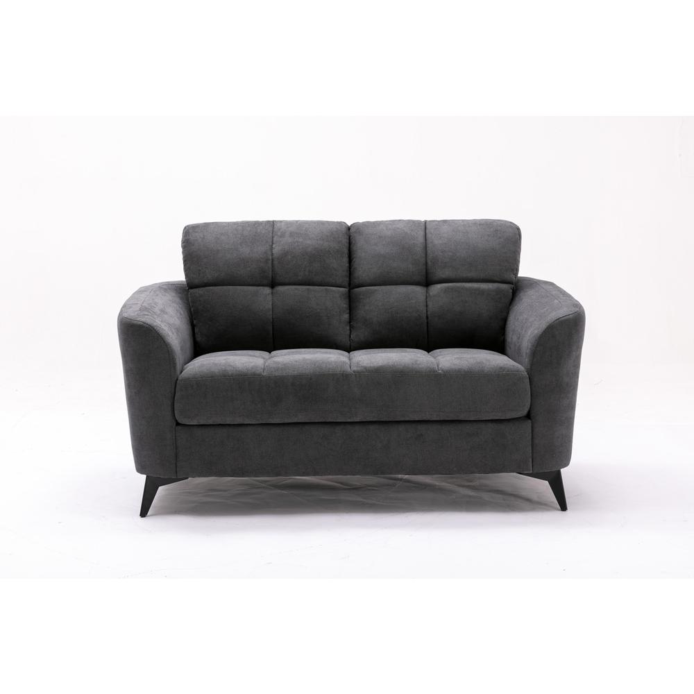 Callie Gray Velvet Fabric Sofa Loveseat Chair Living Room Set. Picture 6