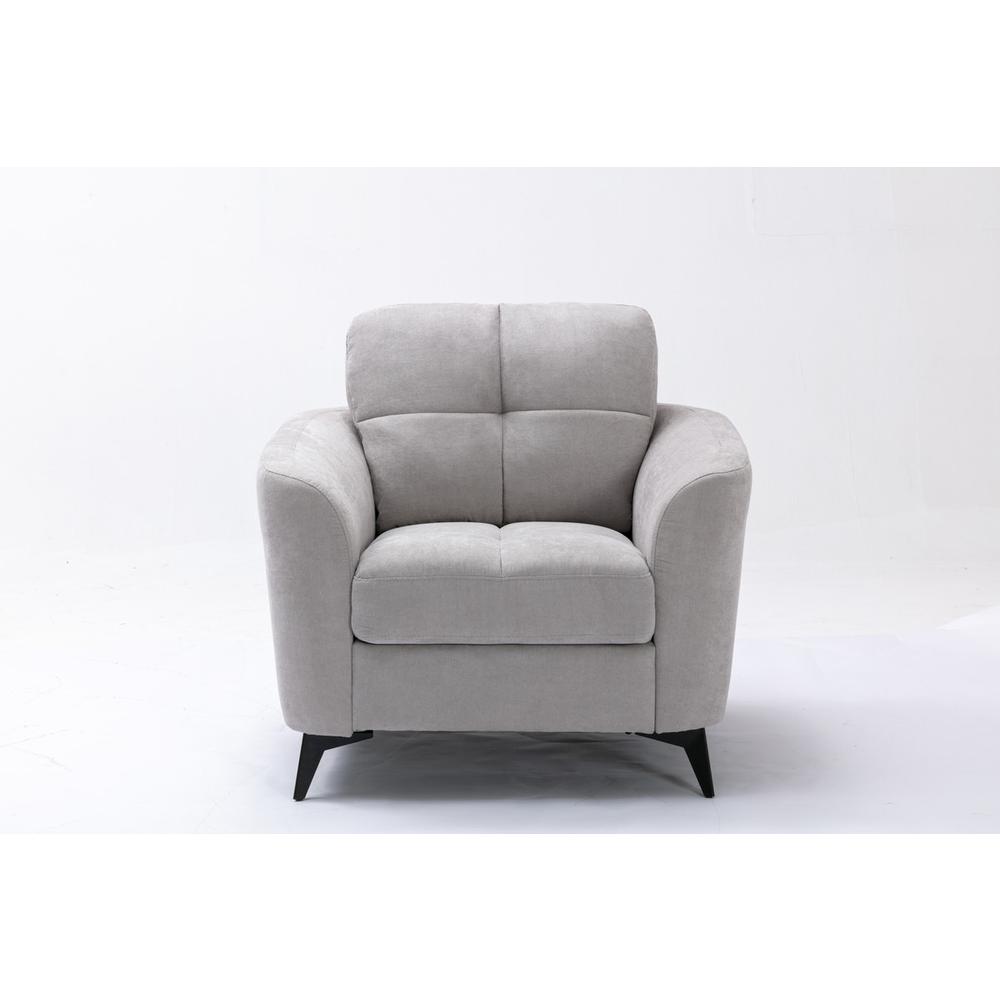 Callie Light Gray Velvet Fabric Sofa Loveseat Chair Living Room Set. Picture 9