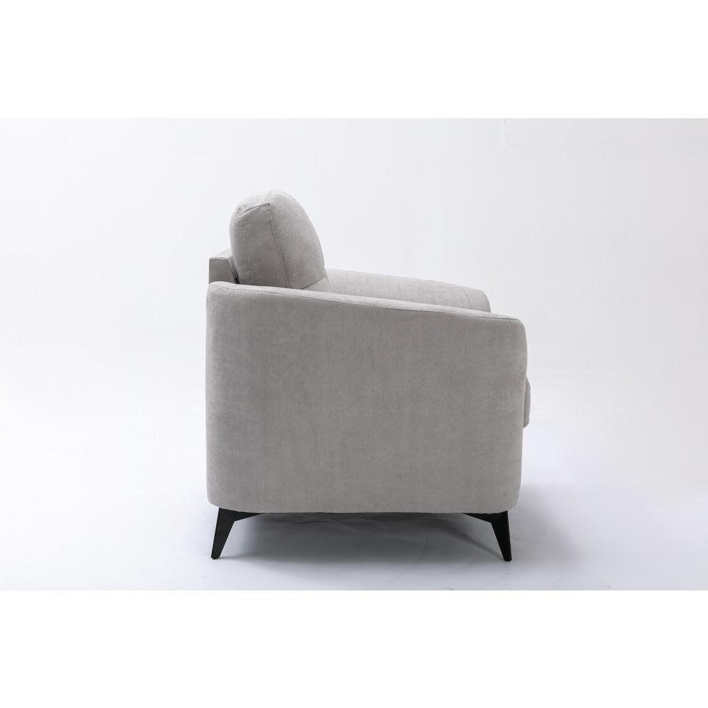 Callie Light Gray Velvet Fabric Sofa Loveseat Chair Living Room Set. Picture 13