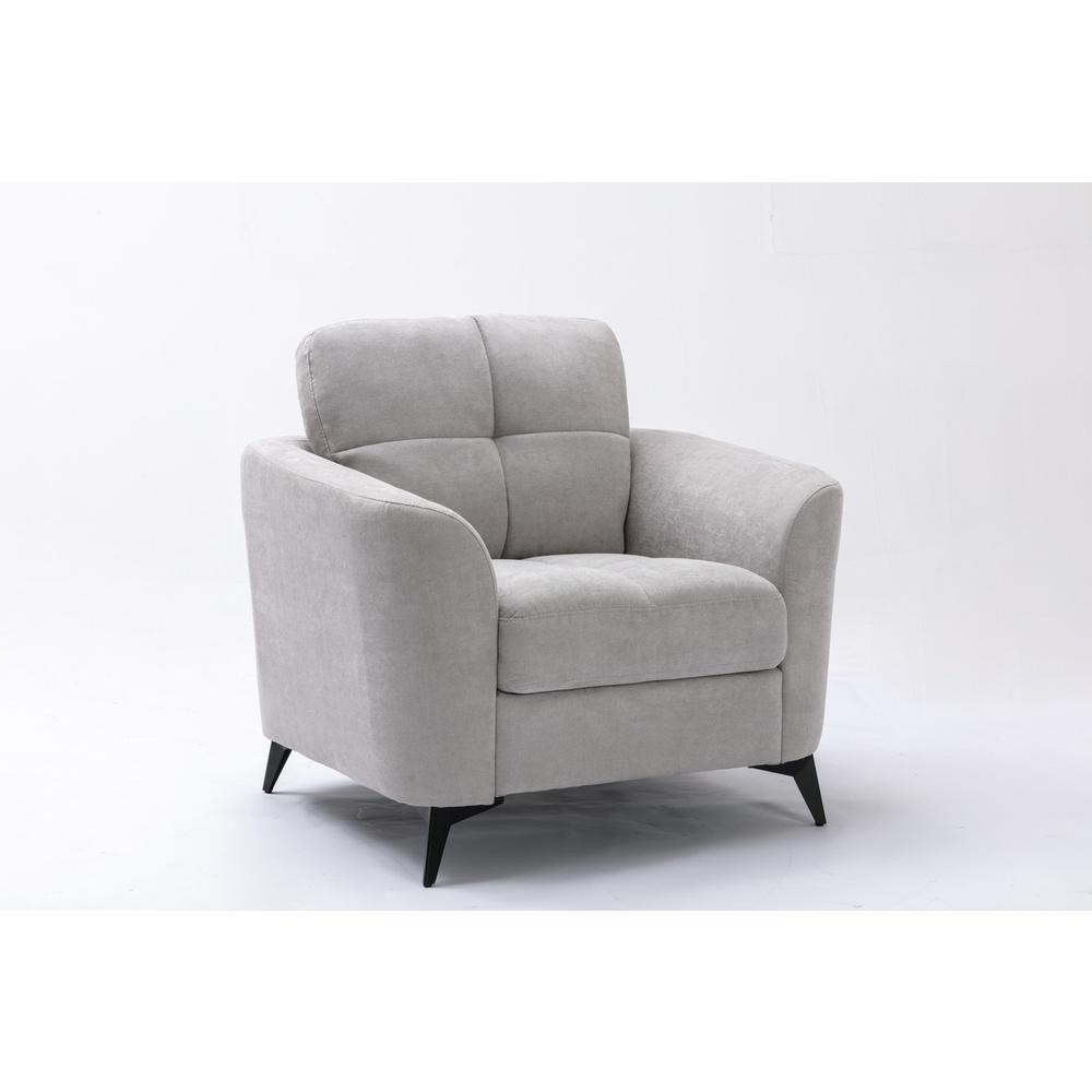 Callie Light Gray Velvet Fabric Sofa Loveseat Chair Living Room Set. Picture 8