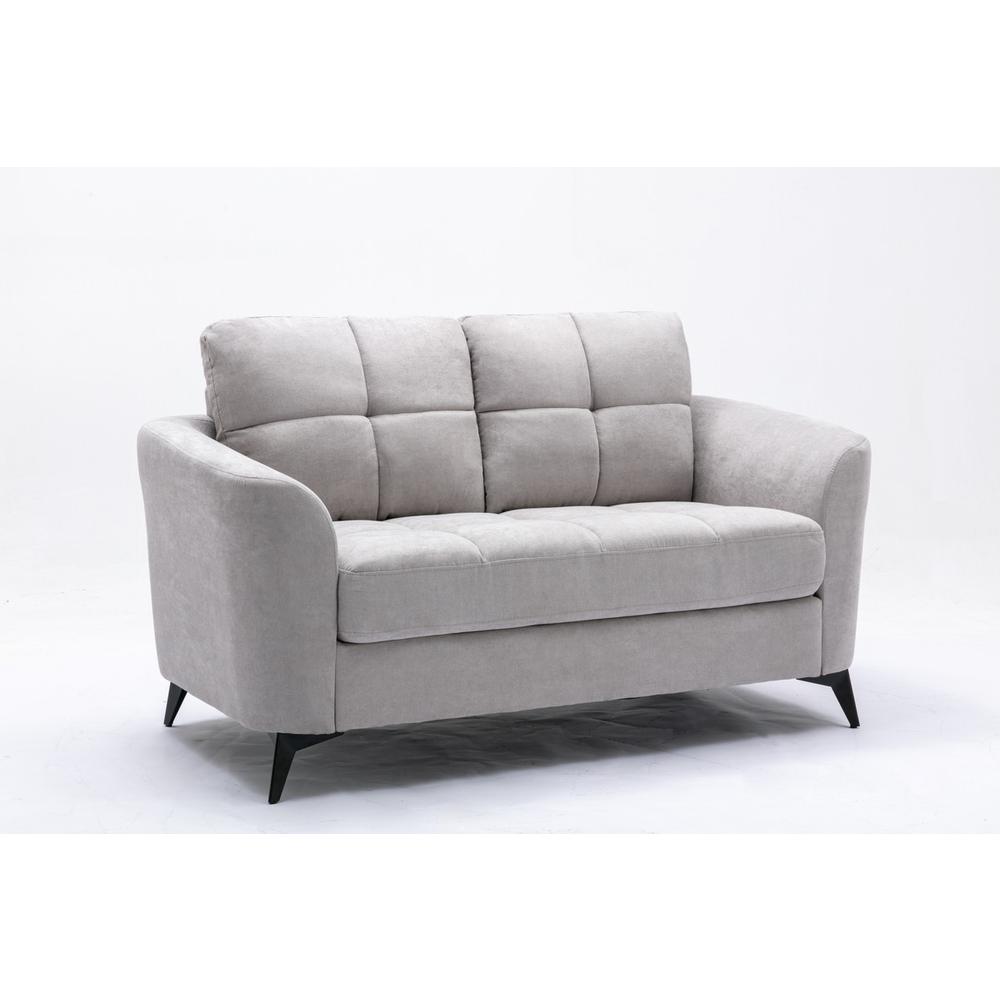 Callie Light Gray Velvet Fabric Sofa Loveseat Chair Living Room Set. Picture 7