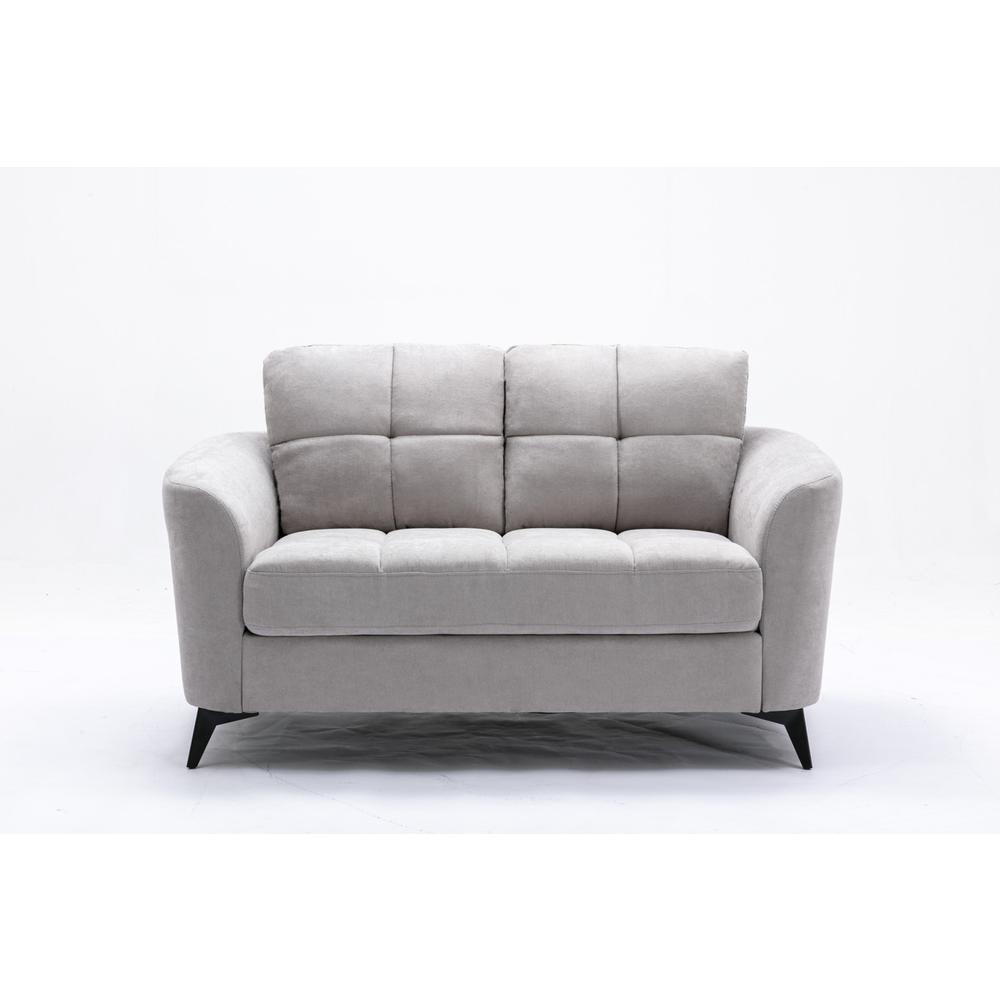 Callie Light Gray Velvet Fabric Sofa Loveseat Chair Living Room Set. Picture 6