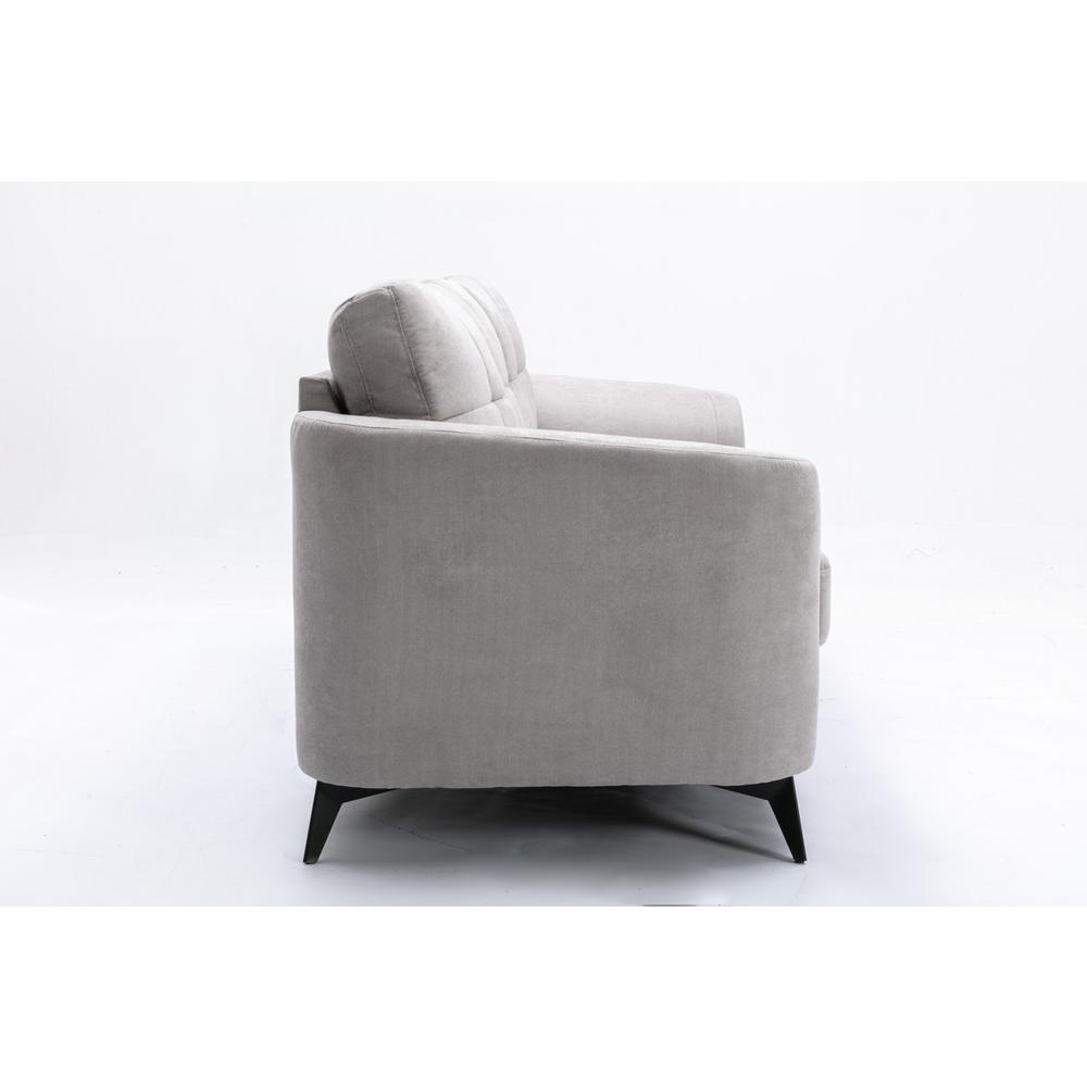 Callie Light Gray Velvet Fabric Sofa. Picture 4