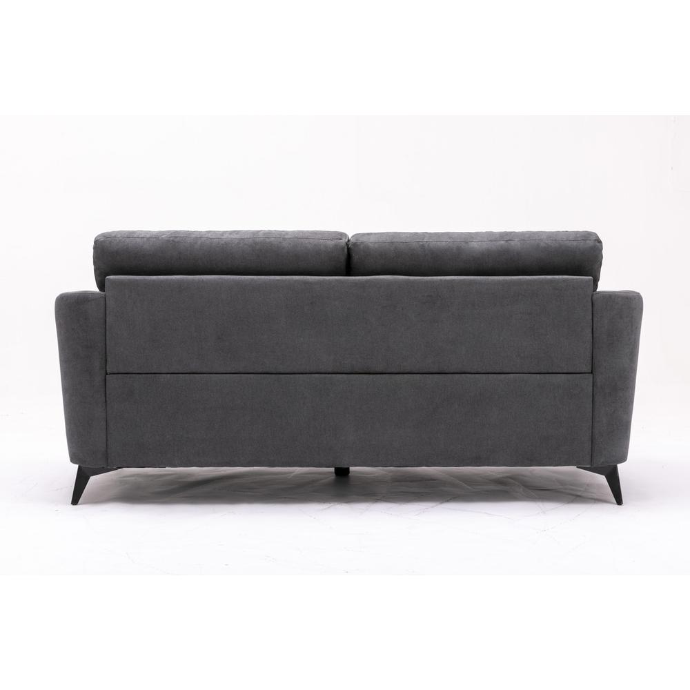 Callie Gray Velvet Fabric Sofa Loveseat Chair Living Room Set. Picture 6