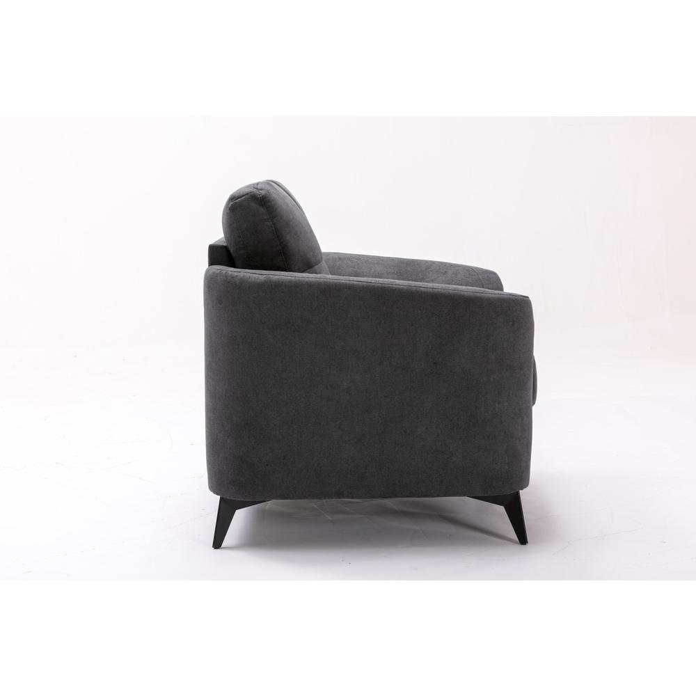 Callie Gray Velvet Fabric Sofa Loveseat Chair Living Room Set. Picture 10