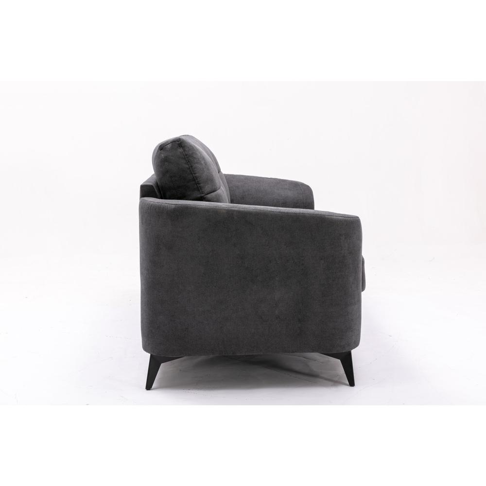 Callie Gray Velvet Fabric Sofa Loveseat Living Room Set. Picture 8