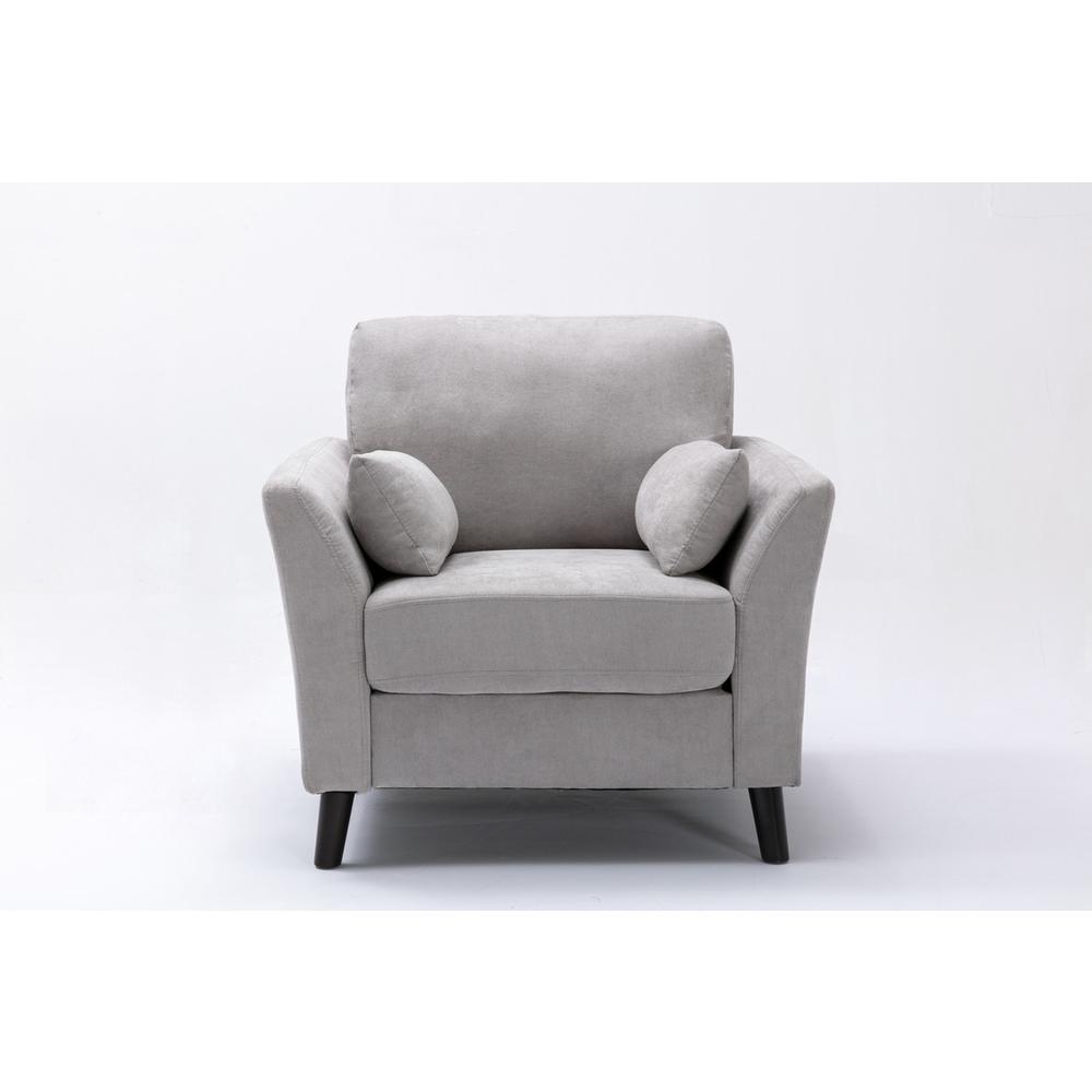 Damian Light Gray Velvet Fabric Sofa Loveseat Chair Living Room Set. Picture 11