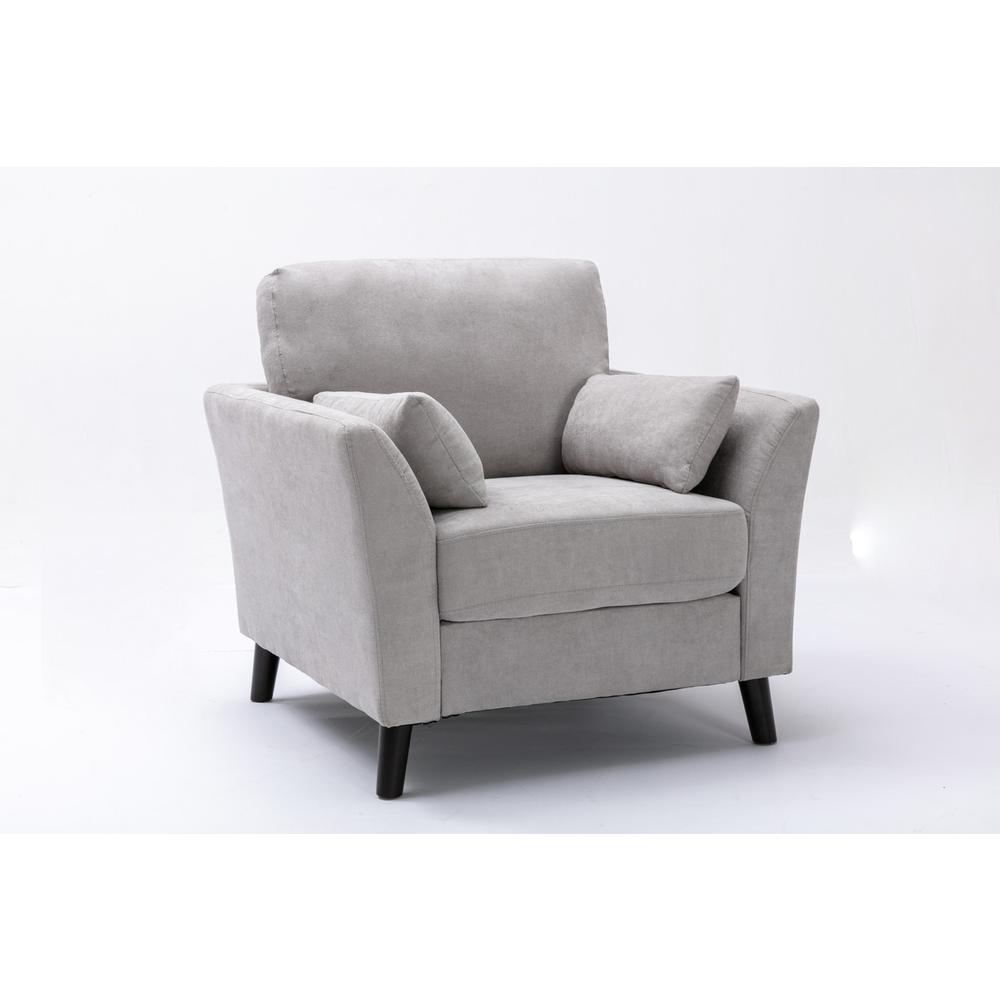 Damian Light Gray Velvet Fabric Sofa Loveseat Chair Living Room Set. Picture 8
