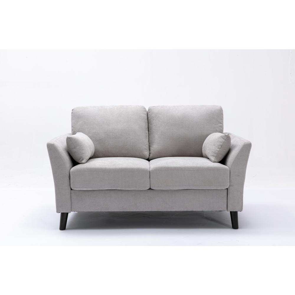 Damian Light Gray Velvet Fabric Sofa Loveseat Chair Living Room Set. Picture 6