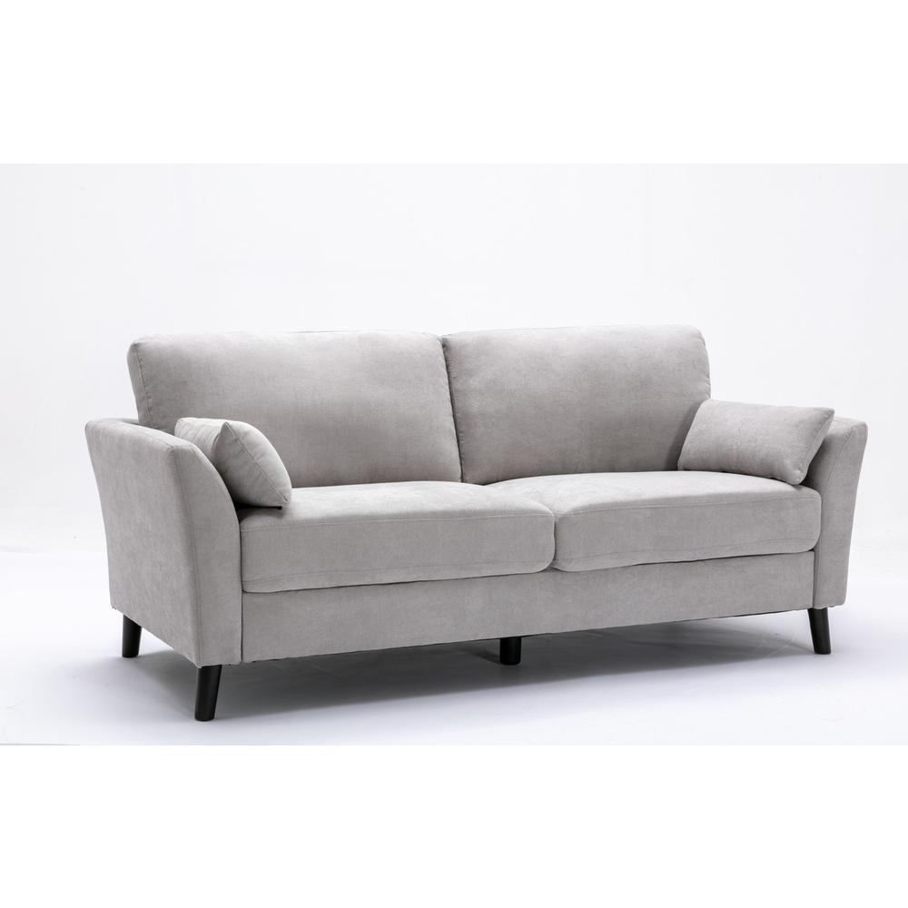 Damian Light Gray Velvet Fabric Sofa Loveseat Chair Living Room Set. Picture 2