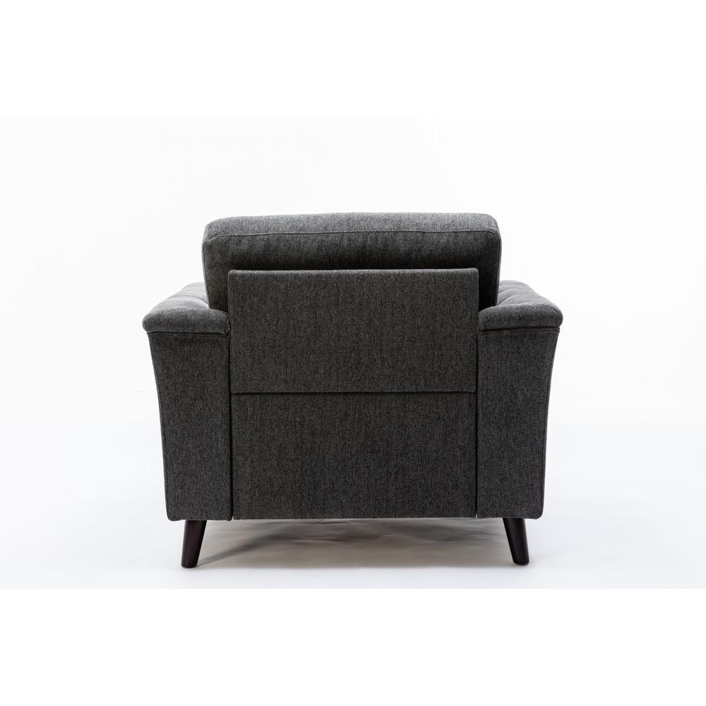 Stanton Dark Gray Linen Chair with Tufted Arms. Picture 5