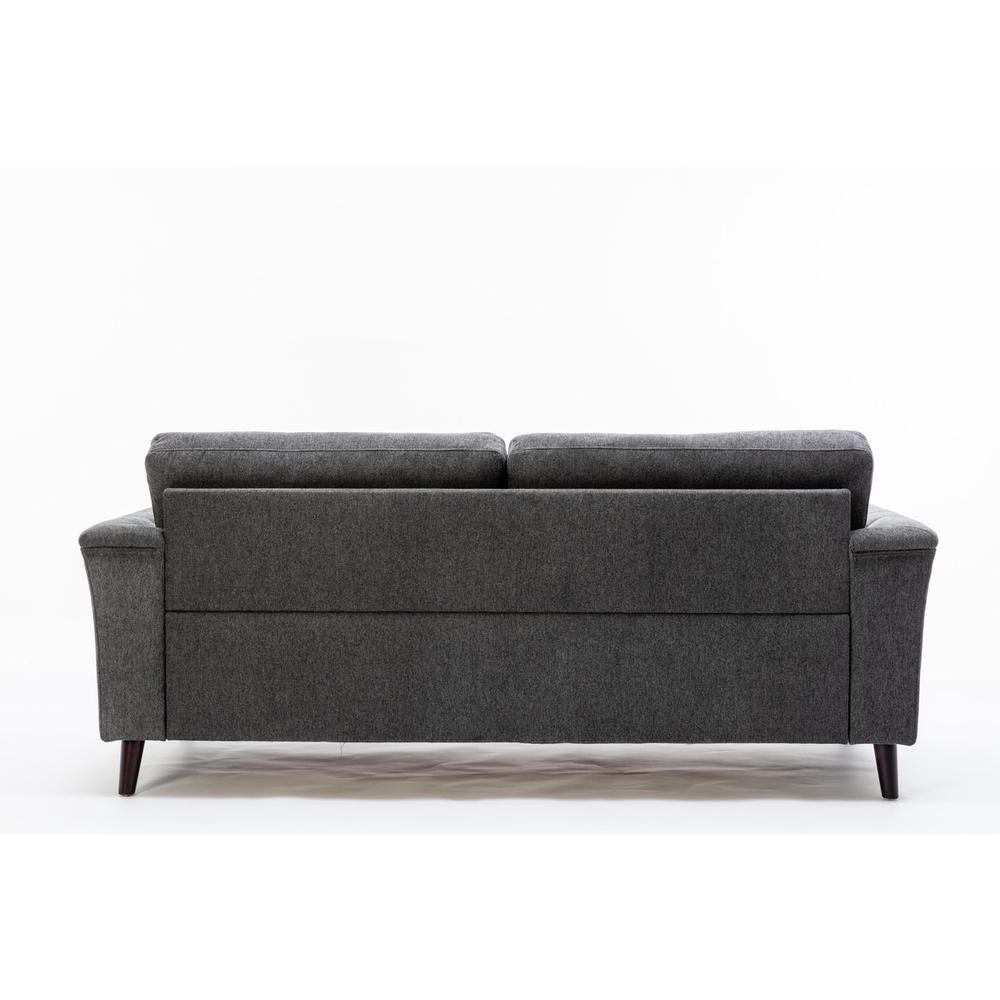 Stanton Dark Gray Linen Sofa with Tufted Arms. Picture 4
