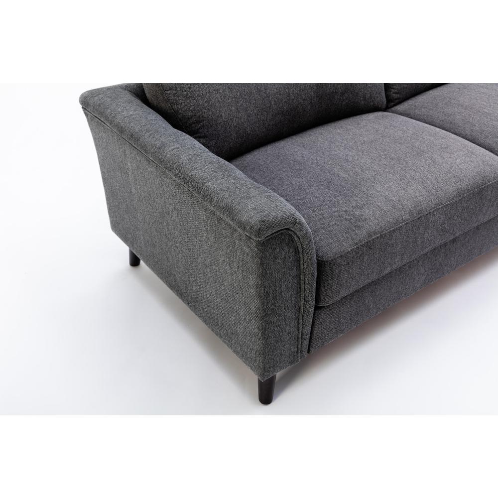 Stanton Dark Gray Linen Sofa with Tufted Arms. Picture 5