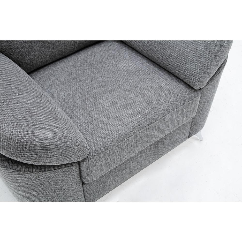 Villanelle Light Gray Linen Chair with Chrome Finish Legs. Picture 5