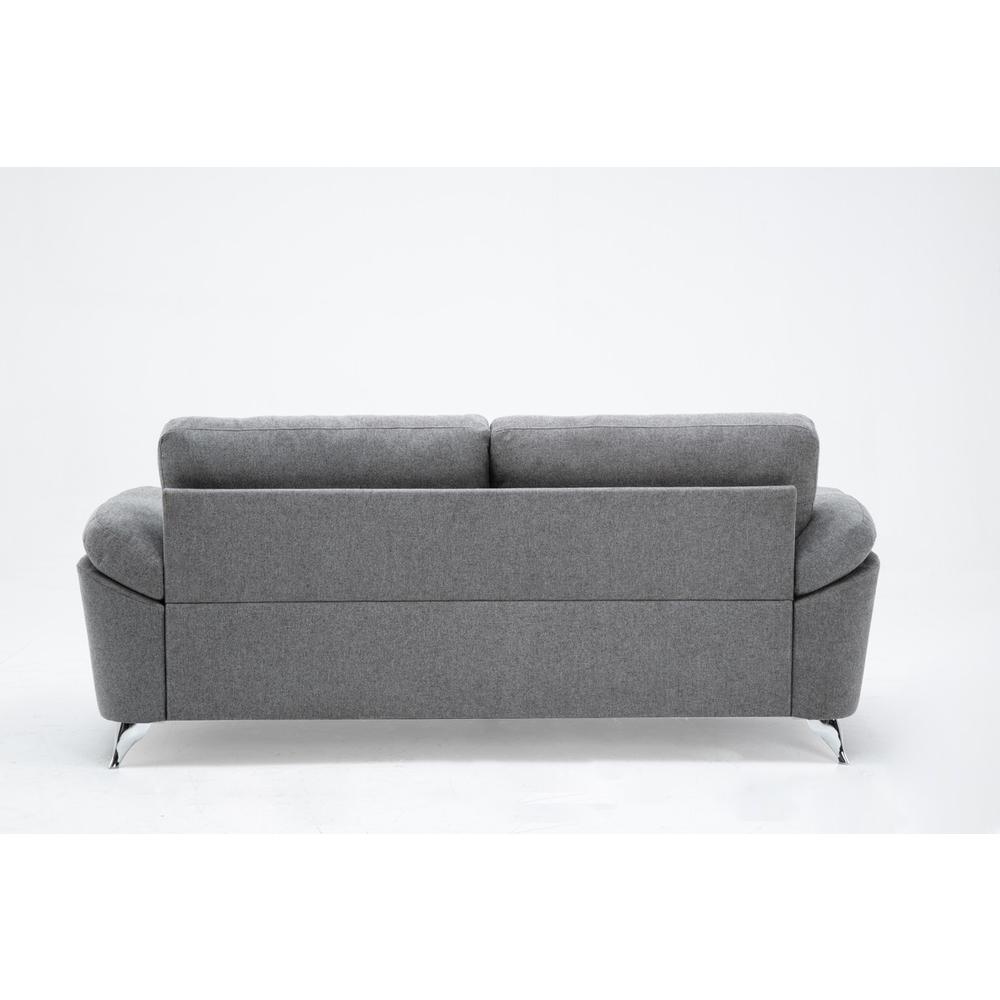 Villanelle Light Gray Linen Sofa with Chrome Finish Legs. Picture 2