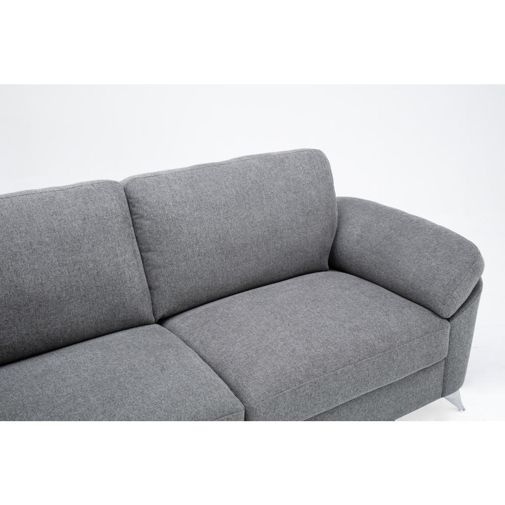 Villanelle Light Gray Linen Sofa with Chrome Finish Legs. Picture 4