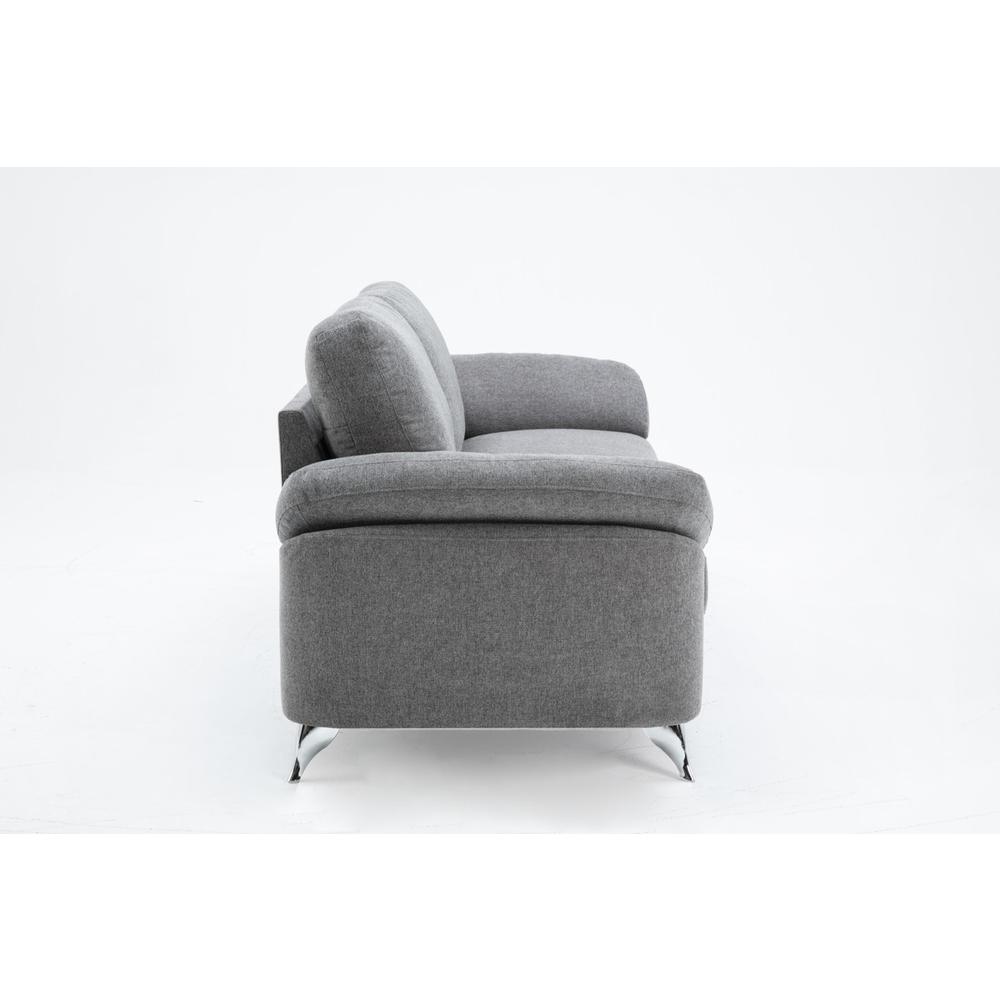 Villanelle Light Gray Linen Sofa with Chrome Finish Legs. Picture 5
