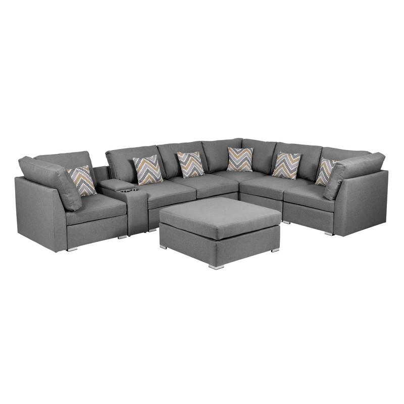 Amira Gray Fabric Sofa and Loveseat Living Room Set with Pillows