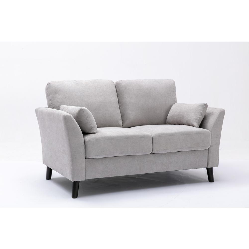 Damian Light Gray Velvet Fabric Sofa Loveseat Chair Living Room Set. Picture 5