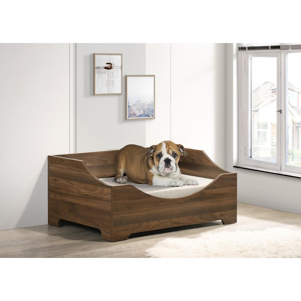 Gibson Brown Alder Wood Finish 36" Wide Modern Comfy Pet Bed with Cushion. Picture 2