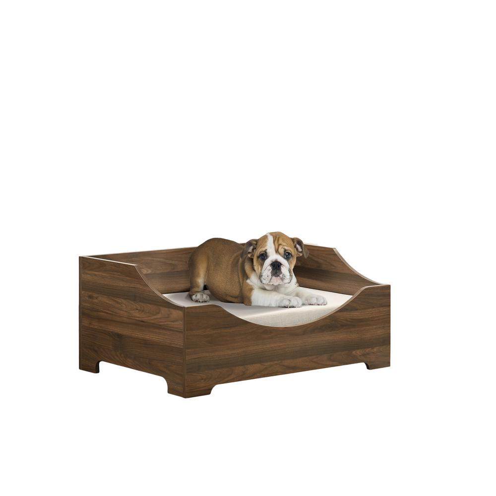 Gibson Brown Alder Wood Finish 36" Wide Modern Comfy Pet Bed with Cushion. Picture 1