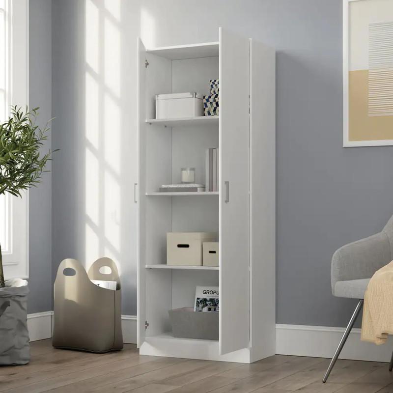Alara White 60" Height Simplistic Modern Double Door Storage Cabinet. Picture 3