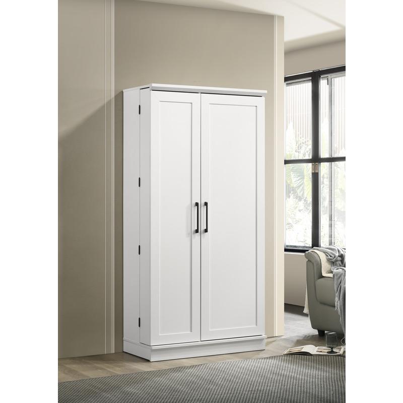 Lincoln White Storage Cabinet with Swing-Out Storage Door. Picture 4