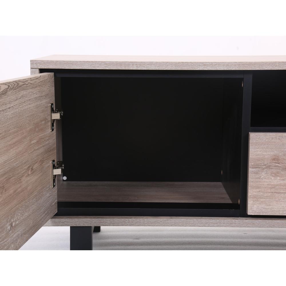 Apollo Gray Oak Finish TV Stand with Storage, Cable Management and Black Handles. Picture 11