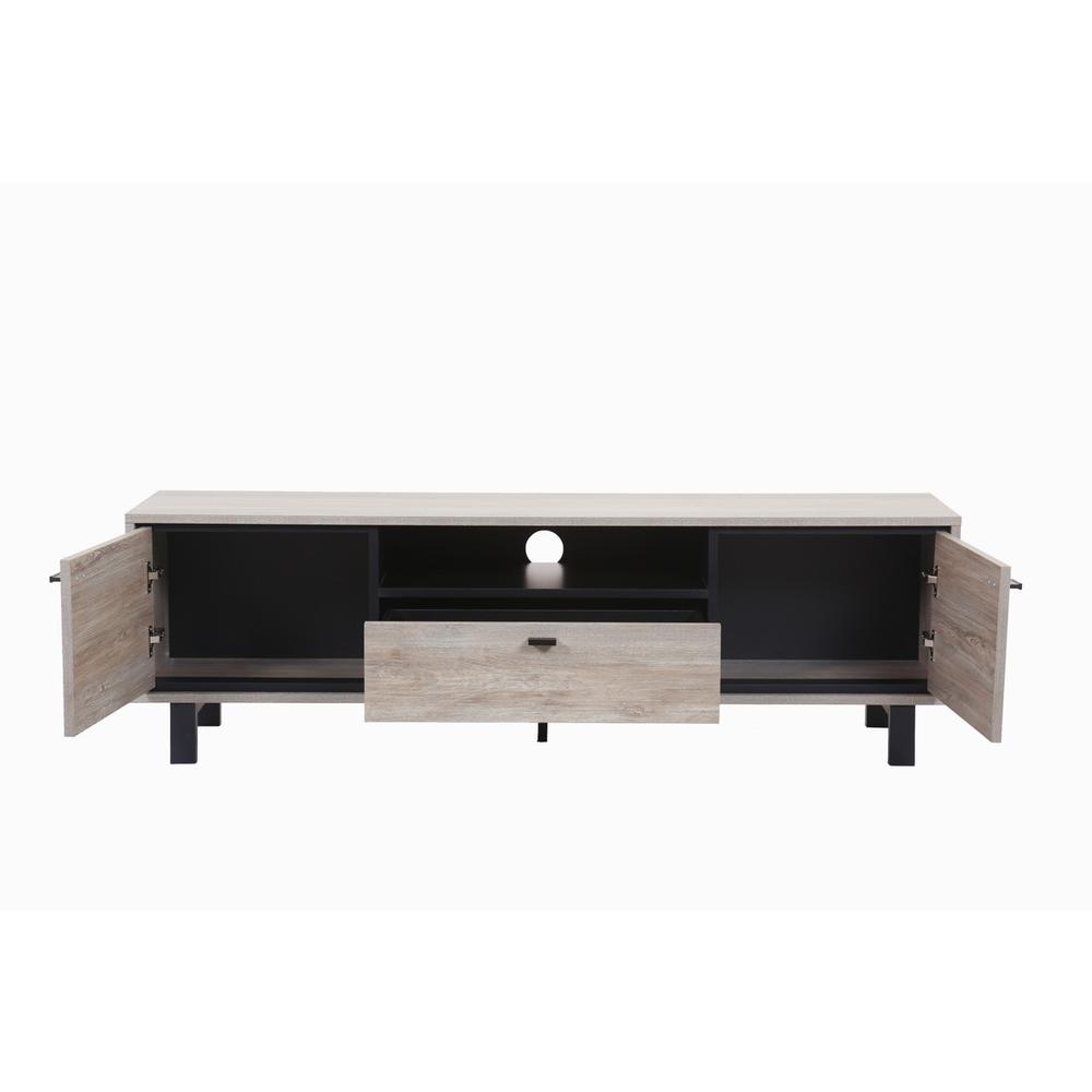 Apollo Gray Oak Finish TV Stand with Storage, Cable Management and Black Handles. Picture 4