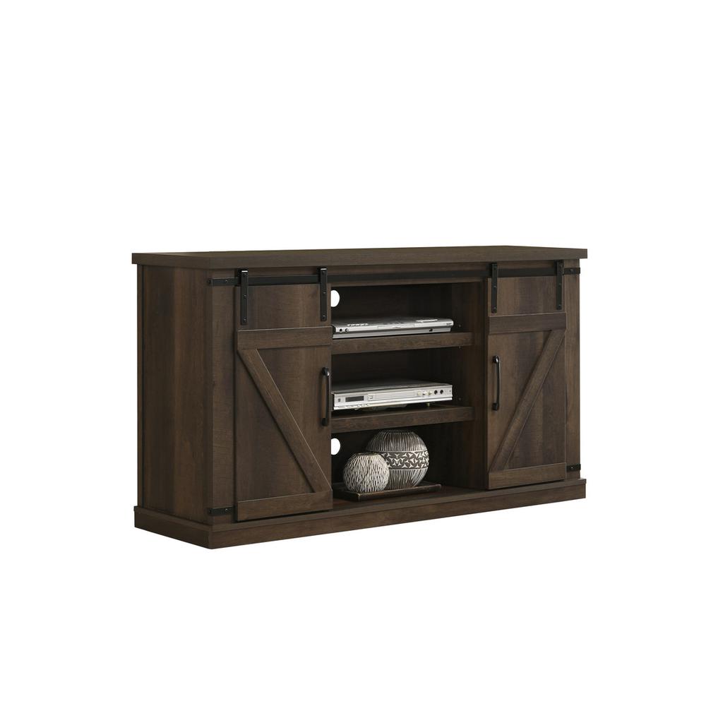 Asher Dark Dusty Brown 54" Wide TV Stand with Sliding Doors and Cable Management. Picture 1